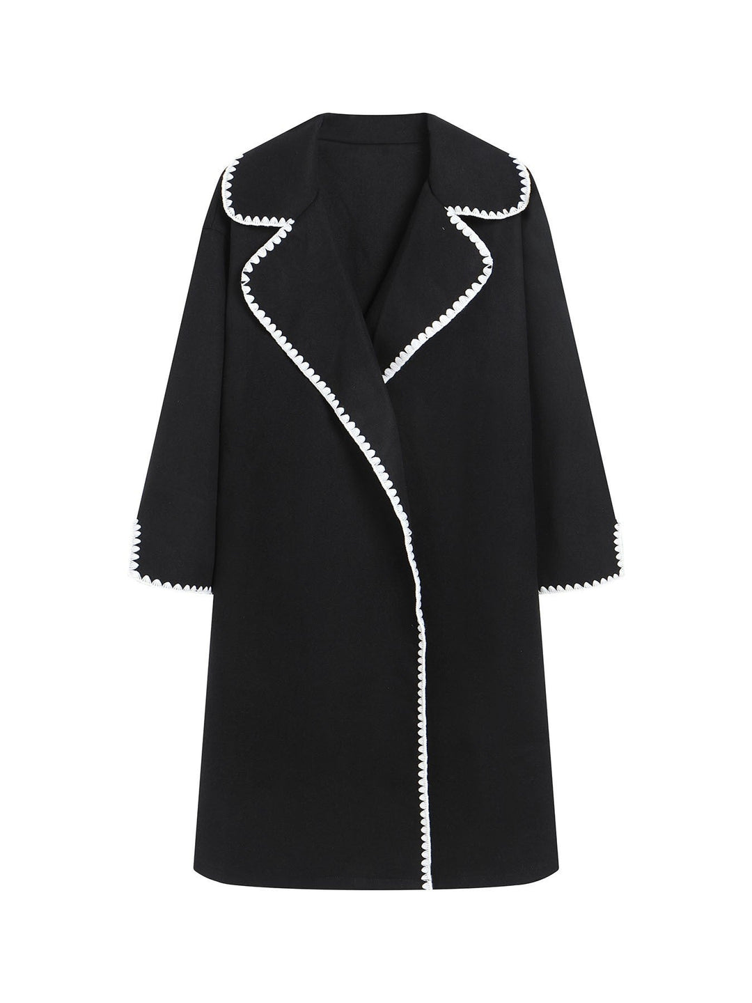 Amarae | Windbreaker - Wool texture - Plus size fit - Open front - Embroidered lapel