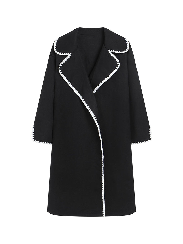 Amarae | Windbreaker - Wool texture - Plus size fit - Open front - Embroidered lapel