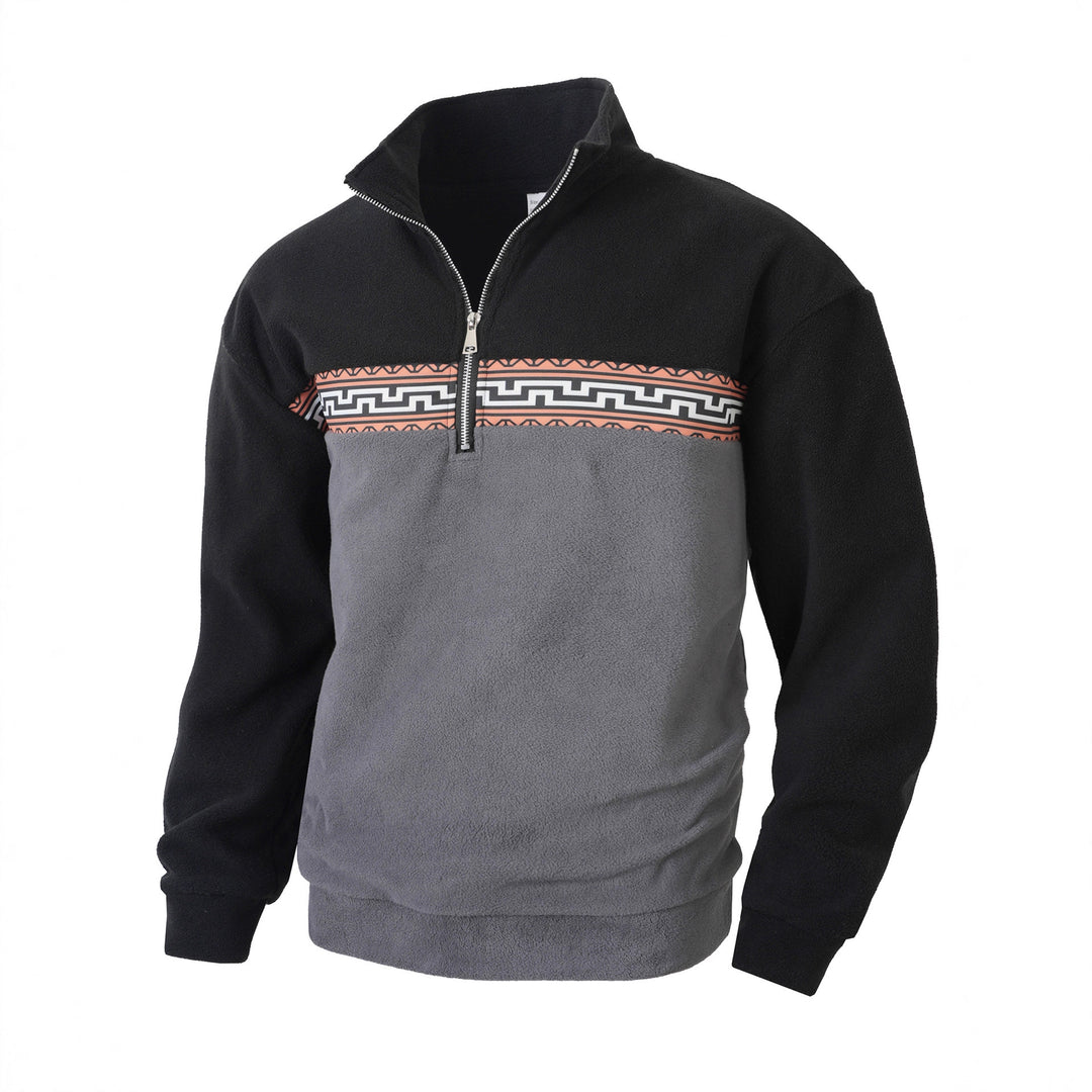 Men's fleece pullover with stylish high neck and contrasting pattern Lune London