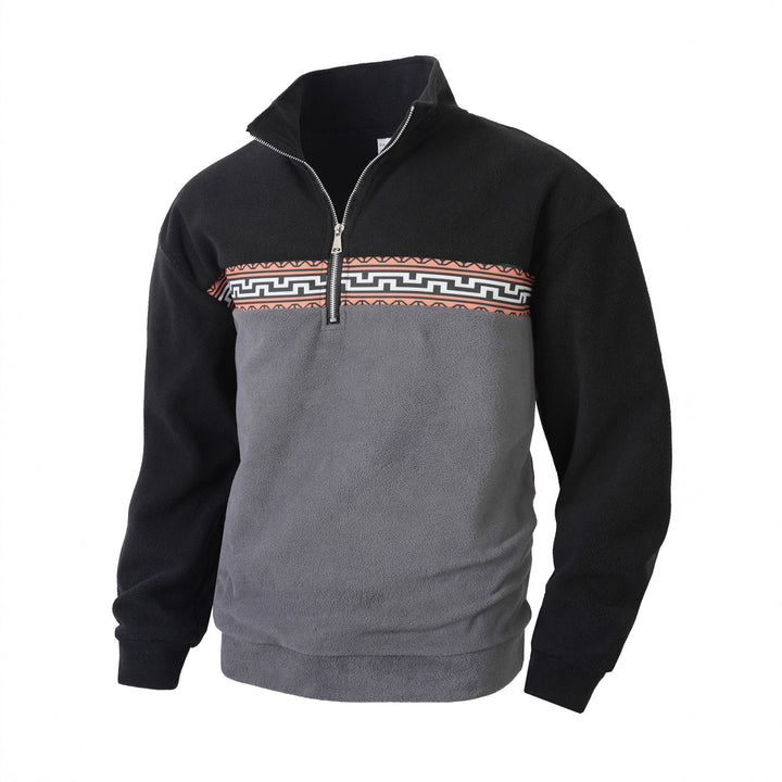 Men's fleece pullover with stylish high neck and contrasting pattern Lune London