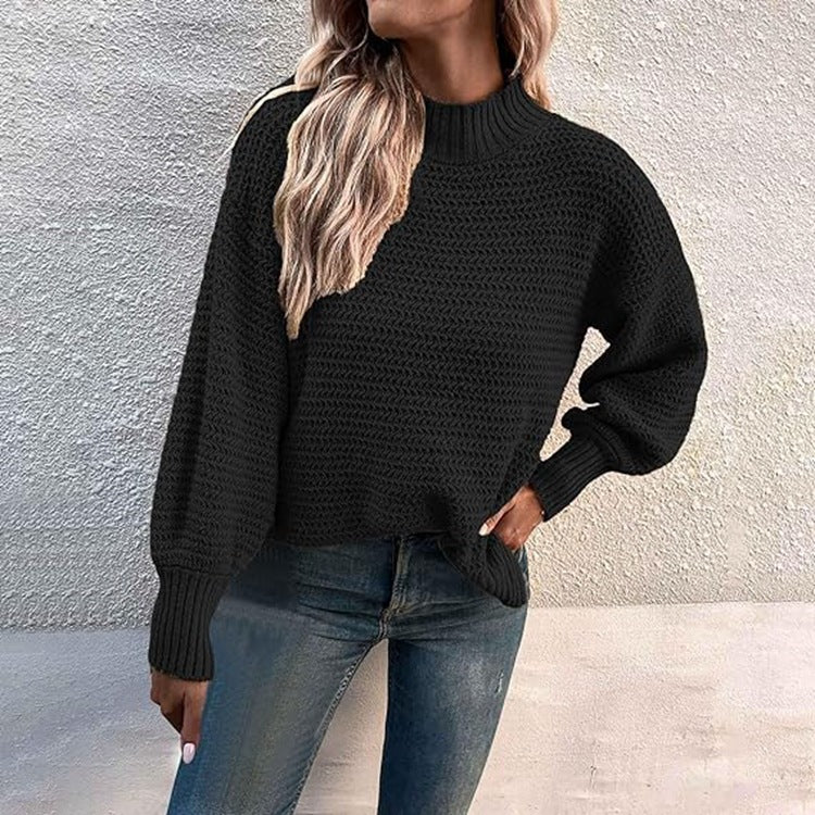 Chunky knit sweater for women with high collar and airy fit Lune Londonl