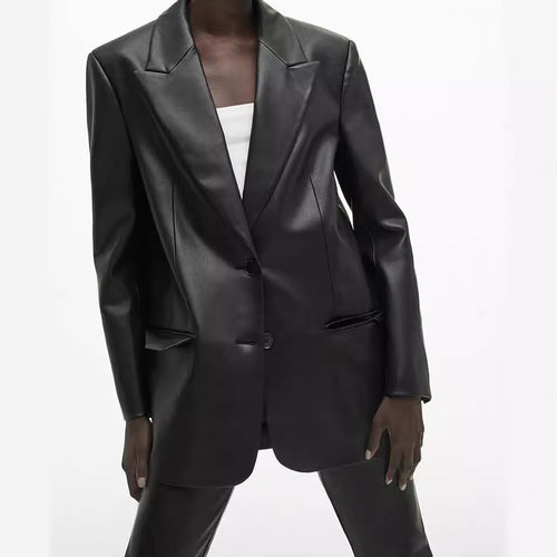 Elegant and stylish leather blazer for women Amarae