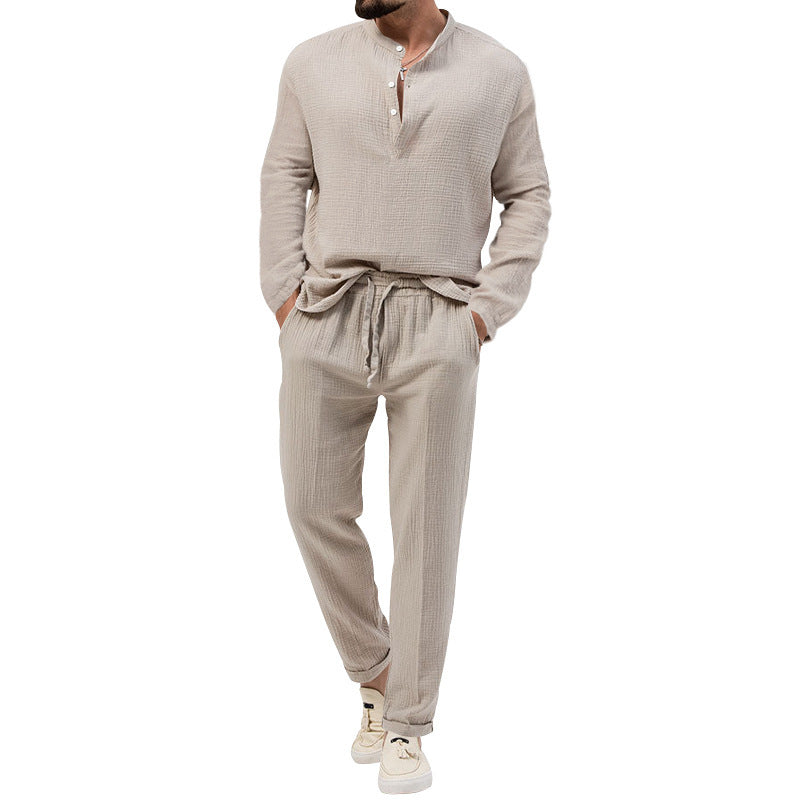 Casual men's set with button placket and elastic waist Lune London