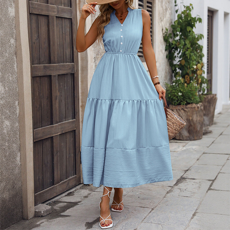 Women Button Layer Maxi Dress Lune London
