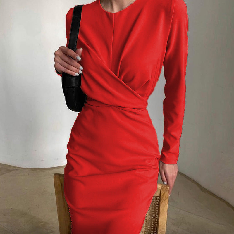 Women's Elegant Wrap Dress with Long Sleeve and Flowing Cut Lune London