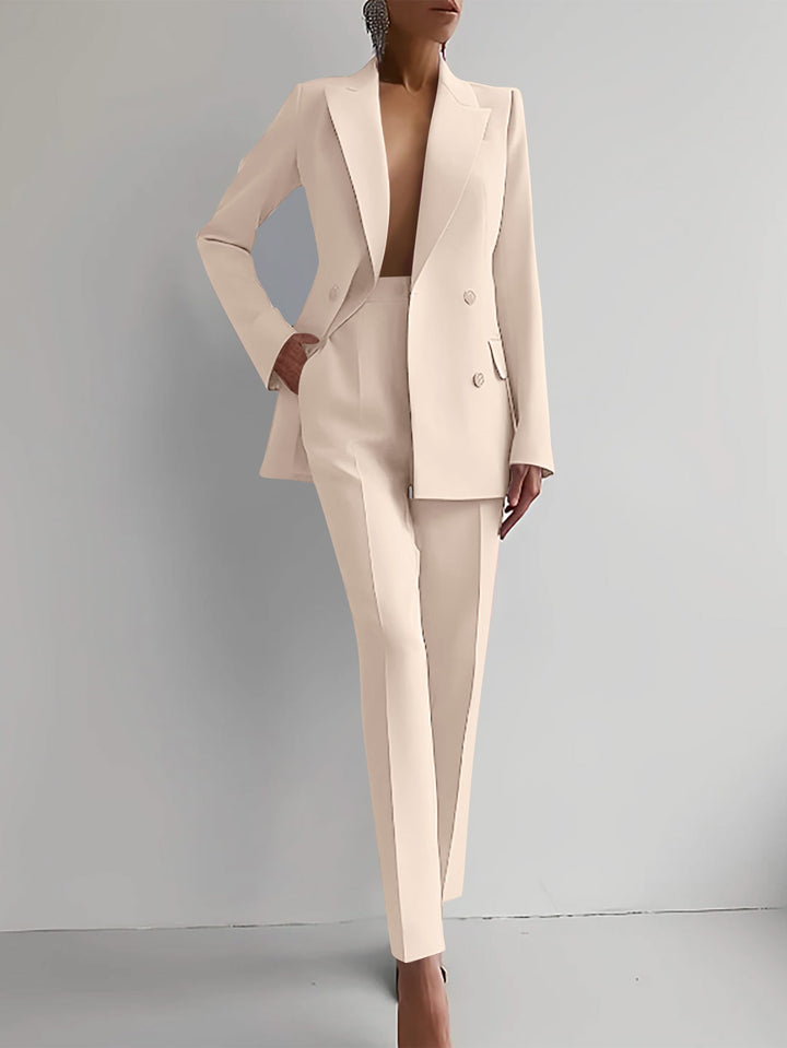 Ladies Elegant Double Blazer Pants Set Lune London