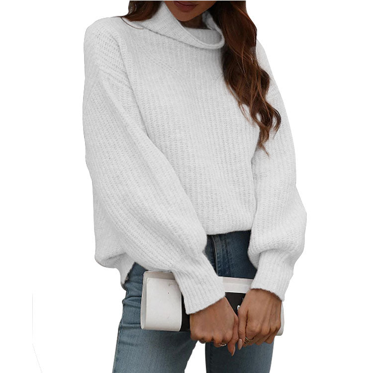 Oversized knitted pullover for women with a casual high neck design Lune London