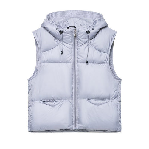 Ladies quilted gilet with hood and large pockets Amarae
