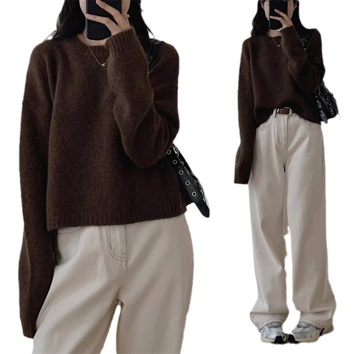 Pull en tricot décontracté pour femmes avec une coupe ample et des épaules tombantes Chic & Stil