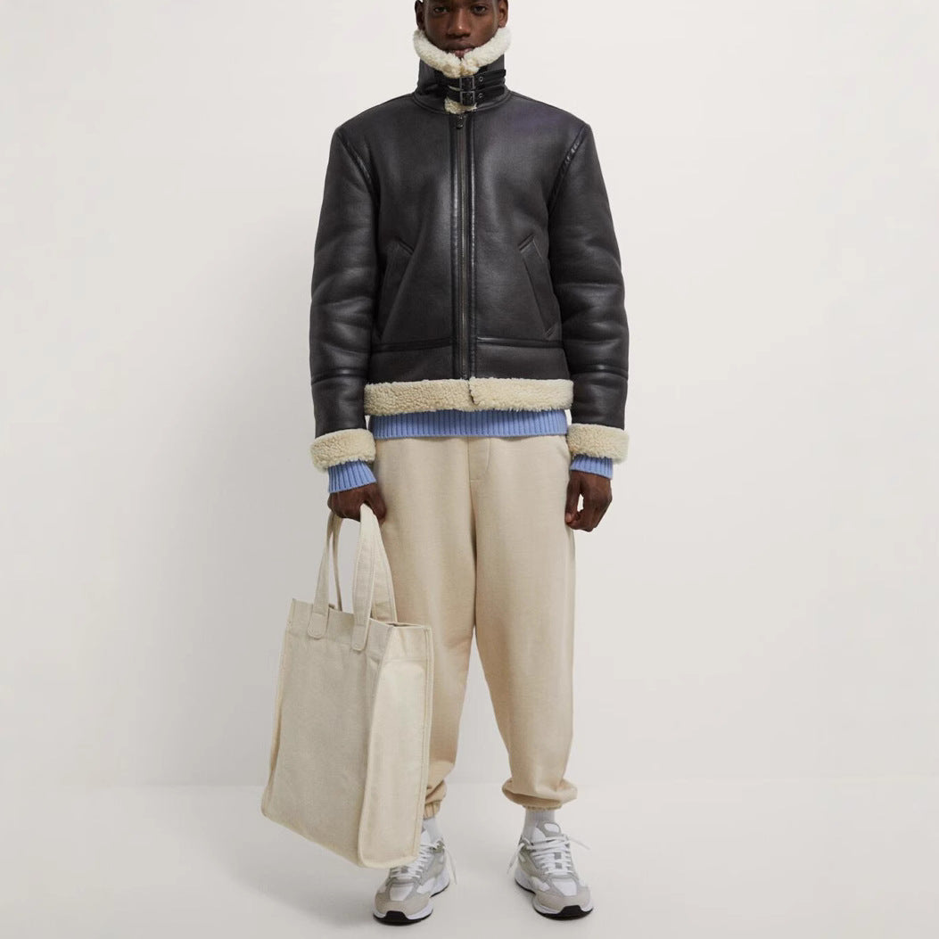 Men's Padded Aviator Style Flight Jacket with Teddy Lining Amarae