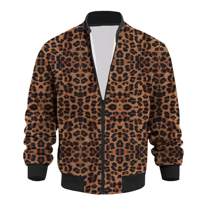 Amarae | Men's bomber jacket in leopard print with zipper and elastic cuffs