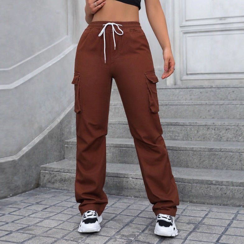 Women's high-waist cargo joggers with wide leg and drawstring Amarae