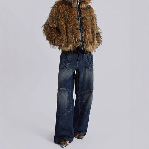 Ladies Clothing in soft printed faux fur with hood Amarae