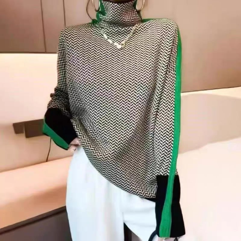 Women High Quality Rhinestone Sweater with Zigzag Pattern Lune London