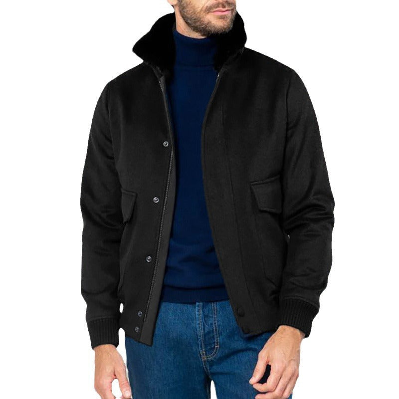 Elegant short jacket for men with faux fur collar and practical pockets Lune London