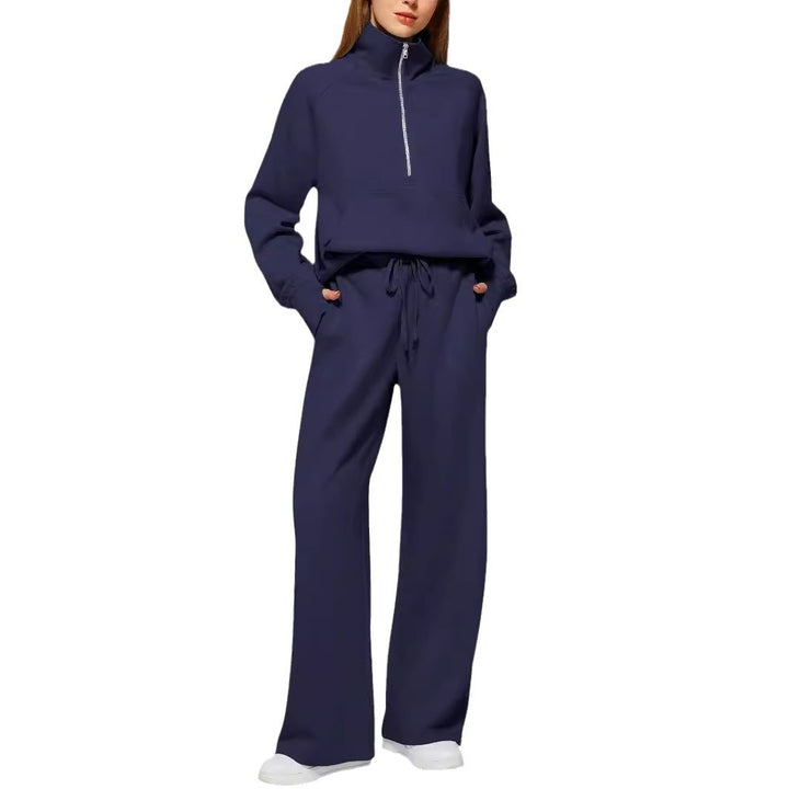 Ladies elegant and casual leisure set with high collar and wide pants Lune London