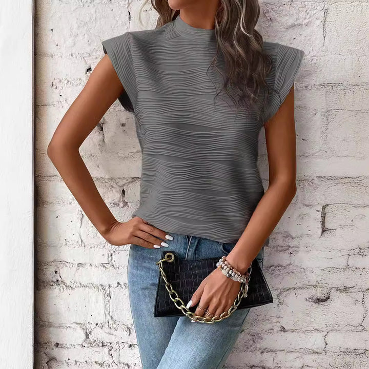 Women's top with textured pattern and elegant high collar Lune London