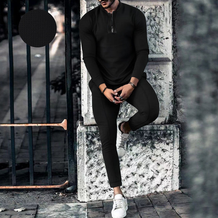 Men's Two-Piece Tracksuit with High Collar and Zipper Lune London