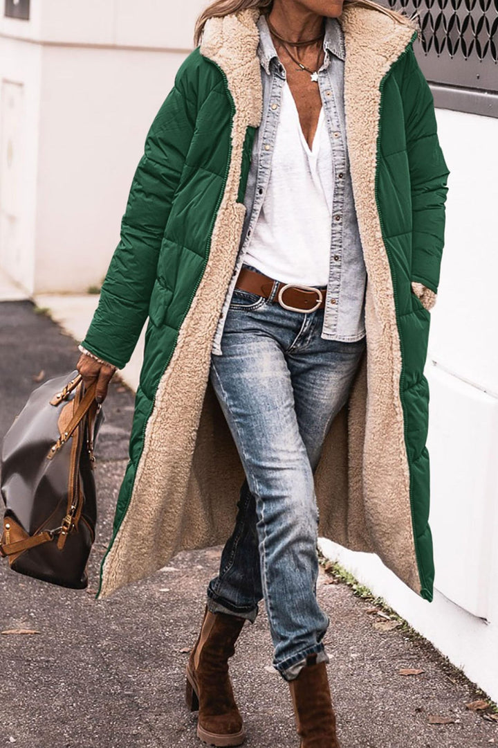 Women Long Padded Down Jacket with Soft Lining and Soft Collar Amarae
