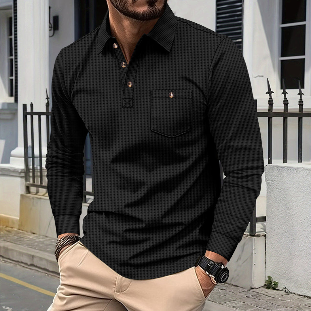 Polo shirt long sleeves for men with structured design Lune London