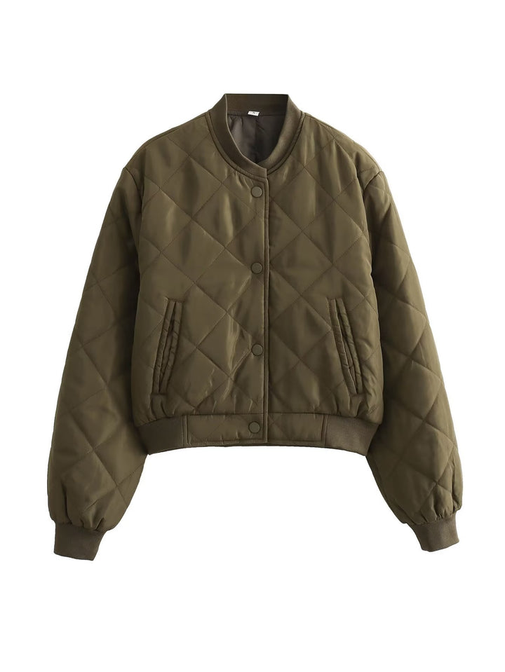 Ladies quilted transition jacket with modern cut and practical pockets Lune London
