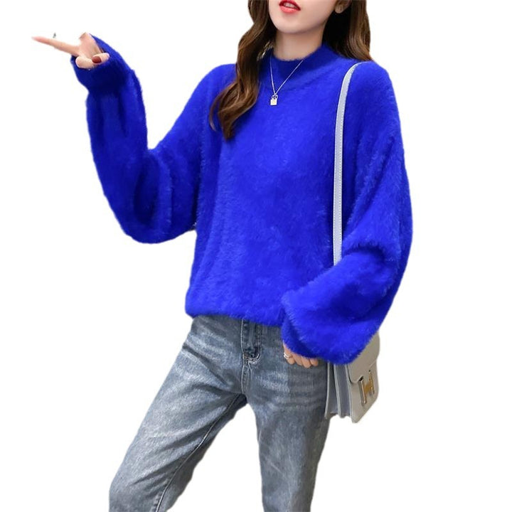Mohair sweater for women with turtleneck, puff sleeves, and textured design Lune London