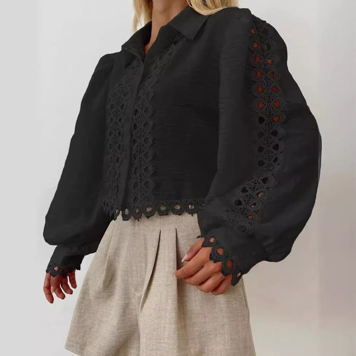 Elegant ladies' blouse with refined embroidered pattern and balloon sleeves Lune London