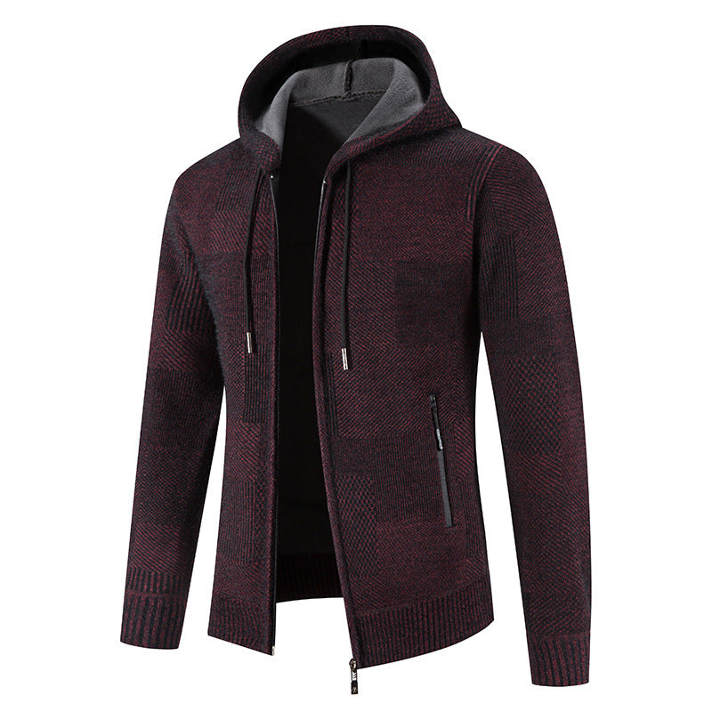 Men's knitted hoodie jacket with modern structural elements Lune London