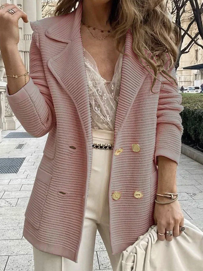 Structured blazer jacket for women with double row of buttons and practical pockets Lune London