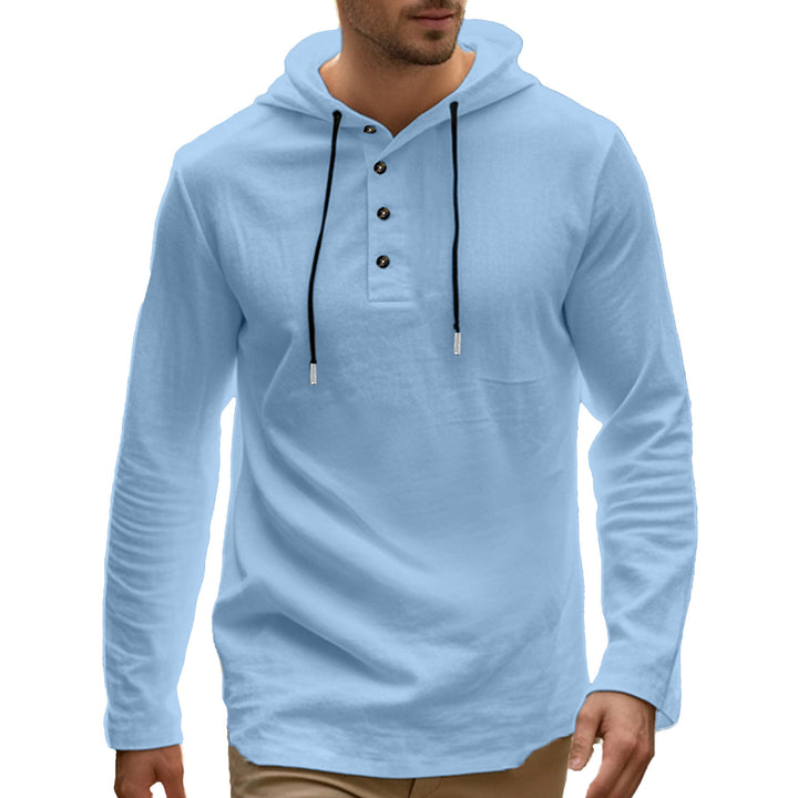 Men's sporty hoodie t-shirt with button placket Amarae