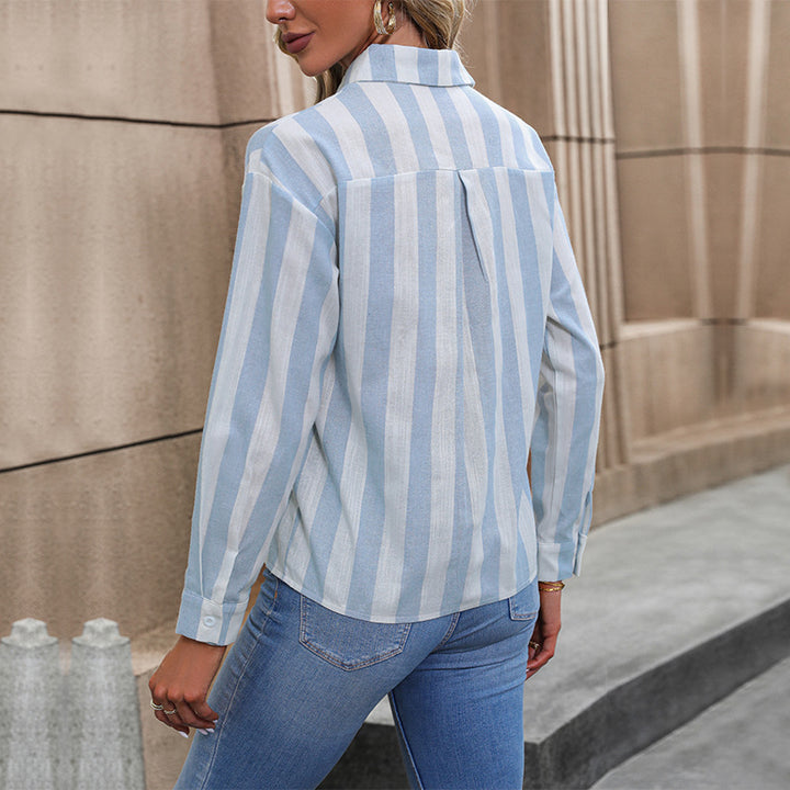 Women's striped blouse with elegant collar and feminine details Lune London
