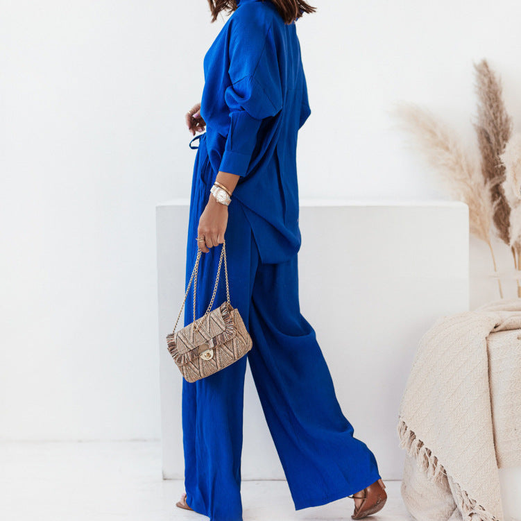 Ensemble décontracté femme deux pièces avec chemise douce et pantalon confortable Chic & Stil