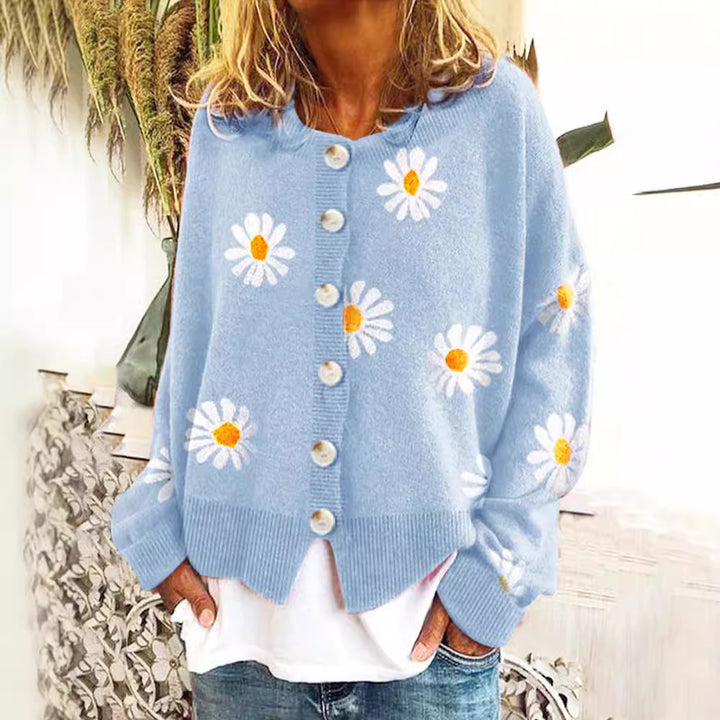 Women's Casual Gilet with Floral Print and Chic Button Details and Style