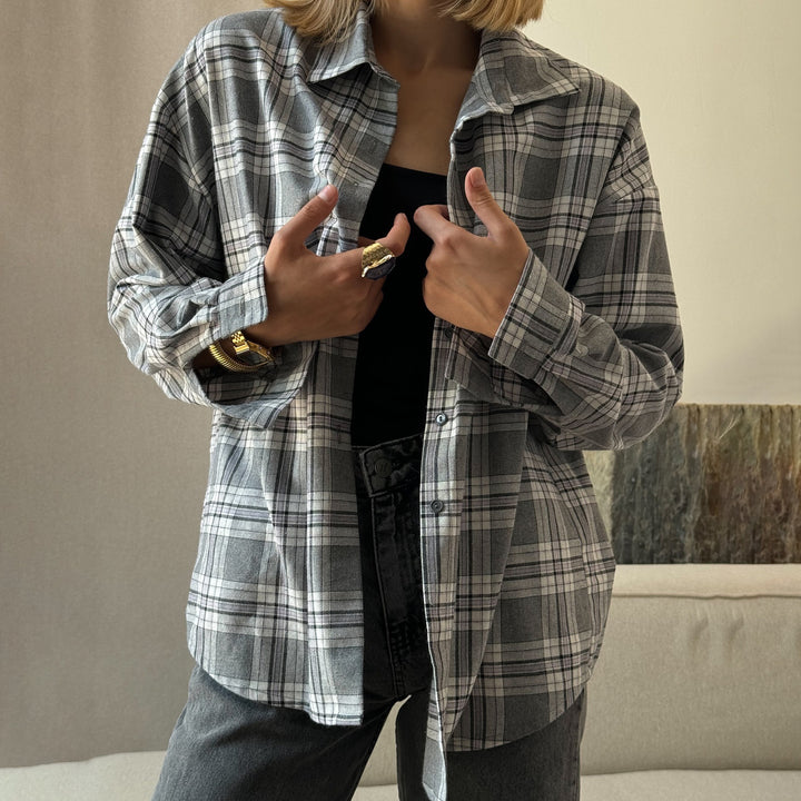 Casual checked blouse for women with oversized fit and modern details Amarae