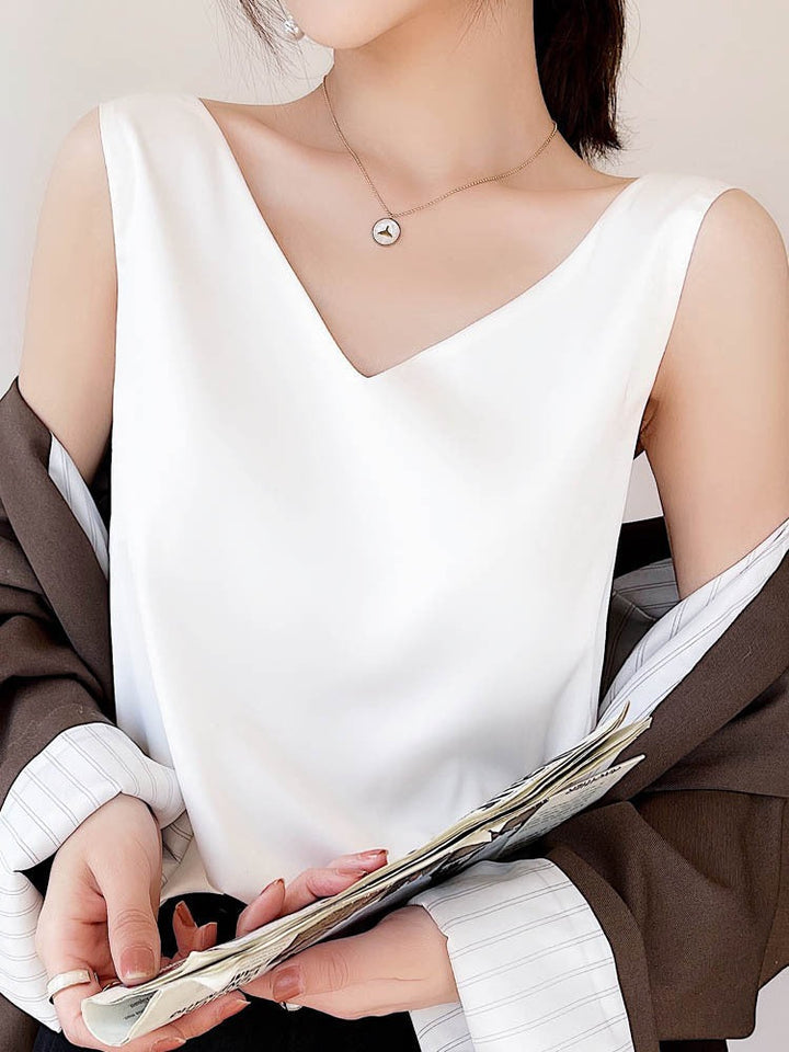 Women V-neck Satin Blouse Lune London