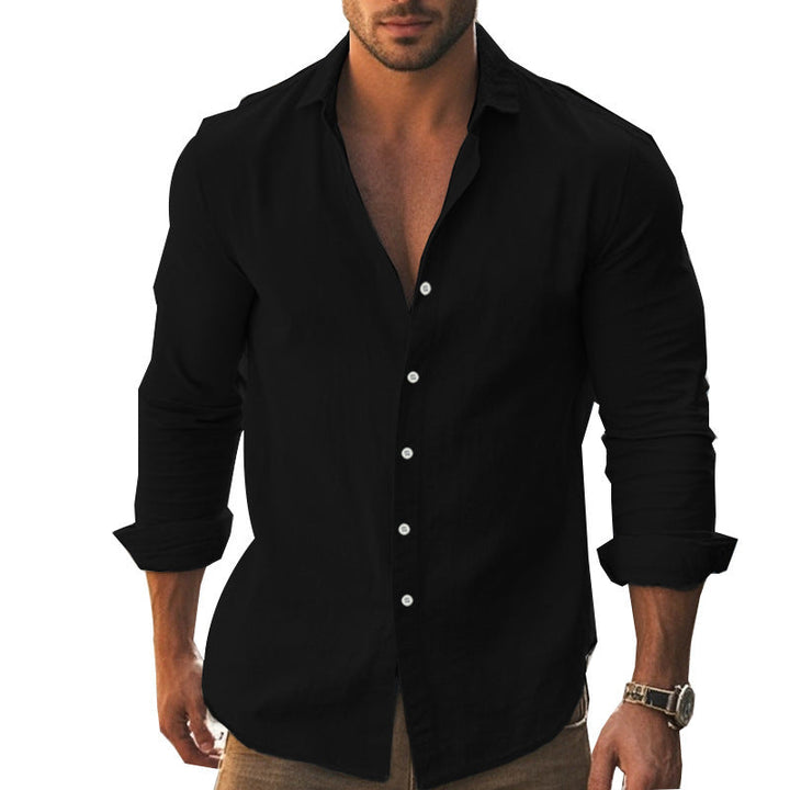 Men's Elegant Long Sleeve Shirt with Modern Collar and High-Quality Cotton Texture Lune London