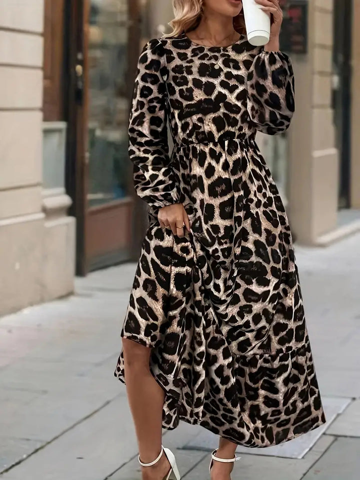 Maxi dress for women with modern leopard print Lune London