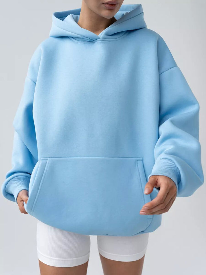 Ladies oversized hoodie with a practical kangaroo pocket design Lune London