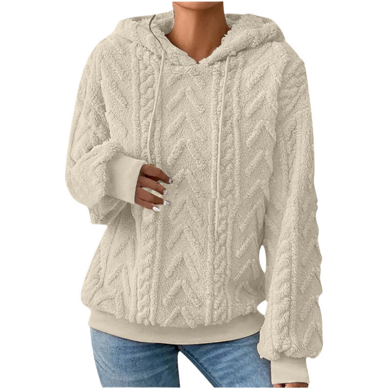 Women's fluffy hoodie with cable-knit pattern and oversized cut Amarae
