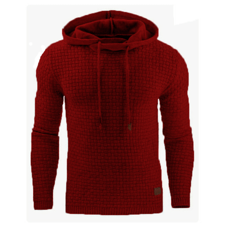 Knitted sweater for men with textured surface and integrated hood Amarae