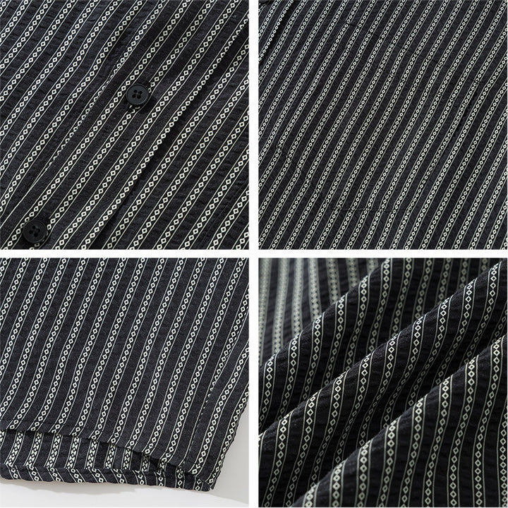 Men's Loose Striped Boxy Shirt made of Cotton Blend with Chest Pocket Amarae
