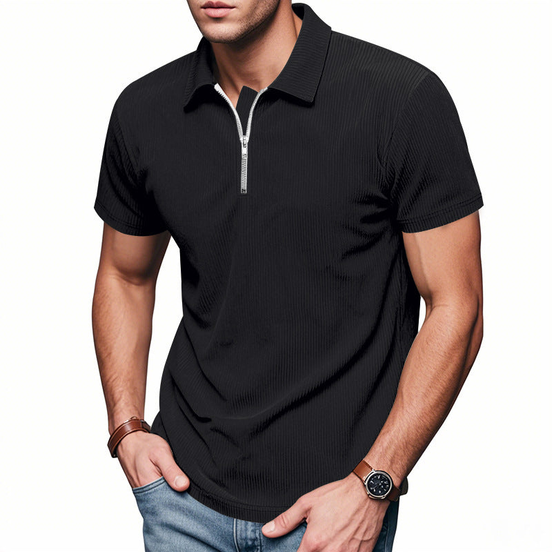 Men's short sleeve sports polo with zipper Lune London