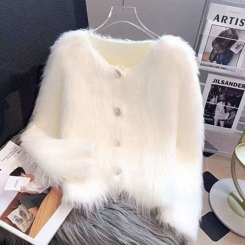 Femmes Cardigan Fluffy avec Détails de Bouton Élégants Chic & Stil