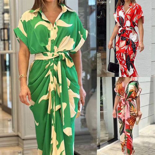 Maxi dress with front tie and floral print Amarae