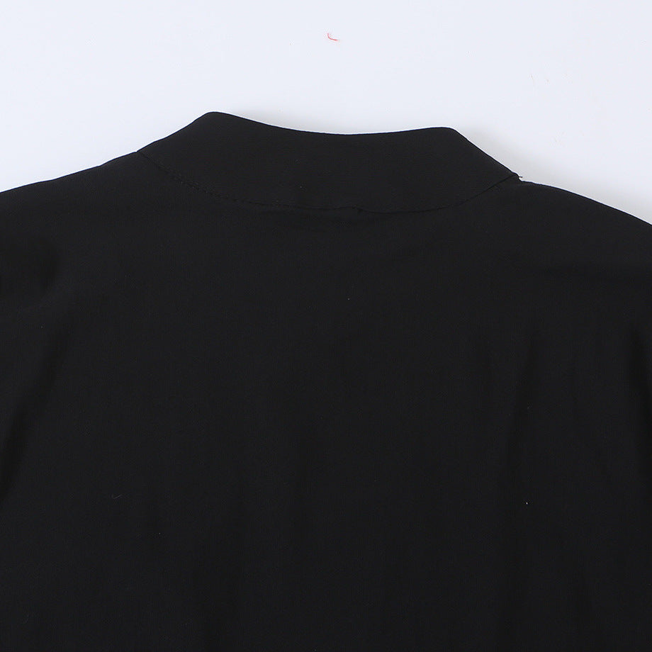 Women’s Mid-Length Coat with Stand Collar, traditional Knot closures and straight cut Amarae