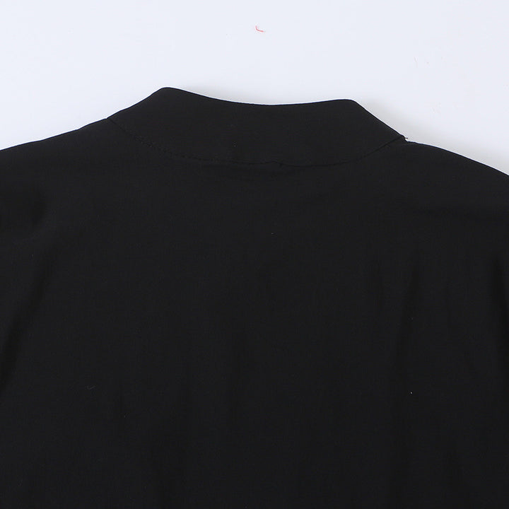 Women’s Mid-Length Coat with Stand Collar, traditional Knot closures and straight cut Amarae