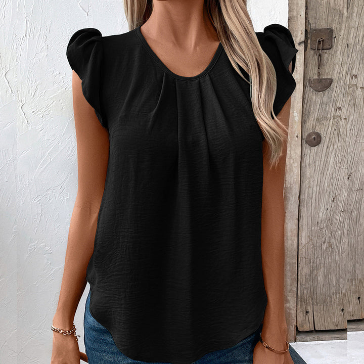 Ladies Elegant top with puff sleeves and a chic V-neck Style