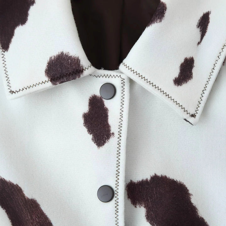 Cropped faux leather jacket for women with animal print Lune London