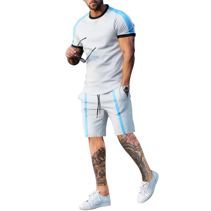 Shorts and short sleeve t-shirt set for men with contrasting stripes Lune London