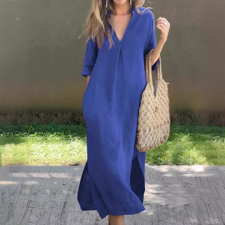 Hippie summer dress for women with V-neck and wide sleeves Lune London